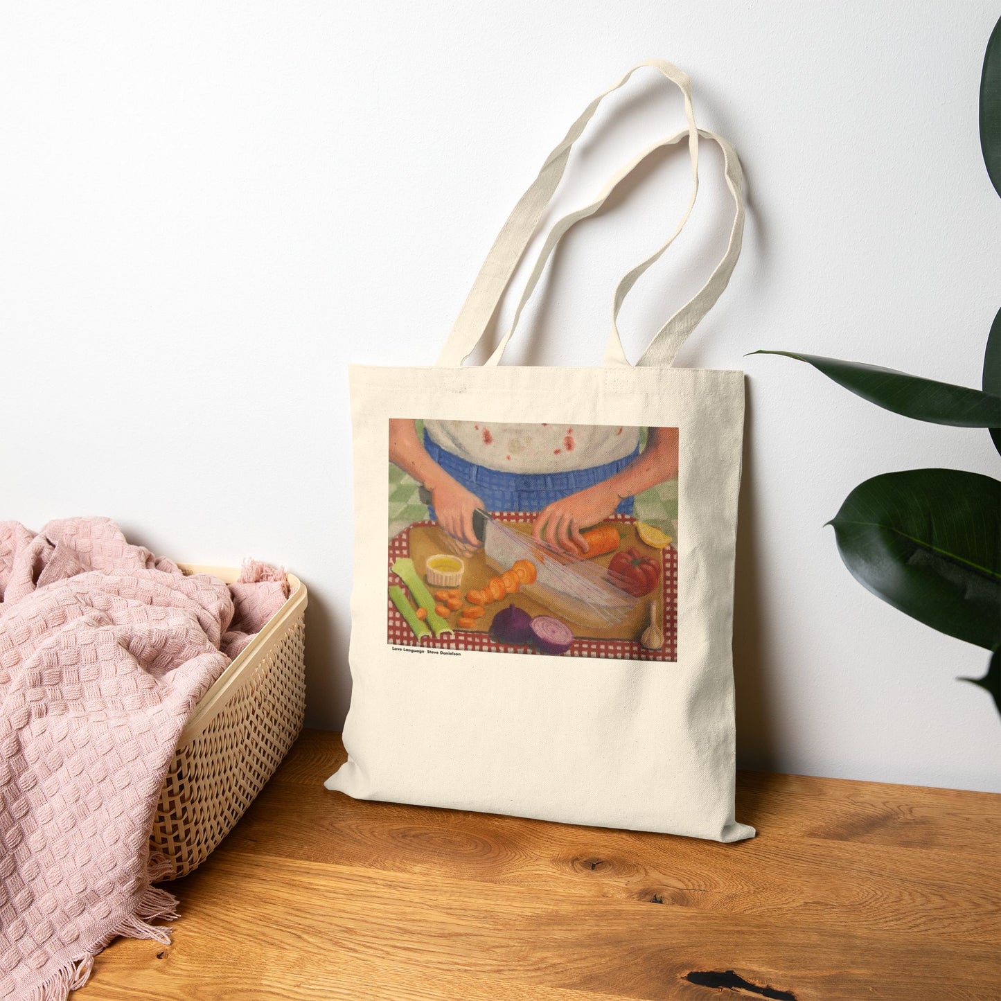 Love Language Tote Bag — Vintage Kitchen Cooking Scene Canvas Tote