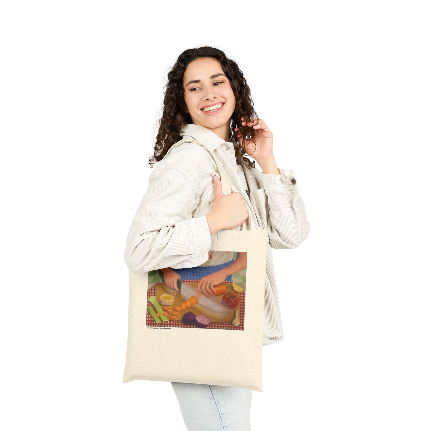Love Language Tote Bag — Vintage Kitchen Cooking Scene Canvas Tote