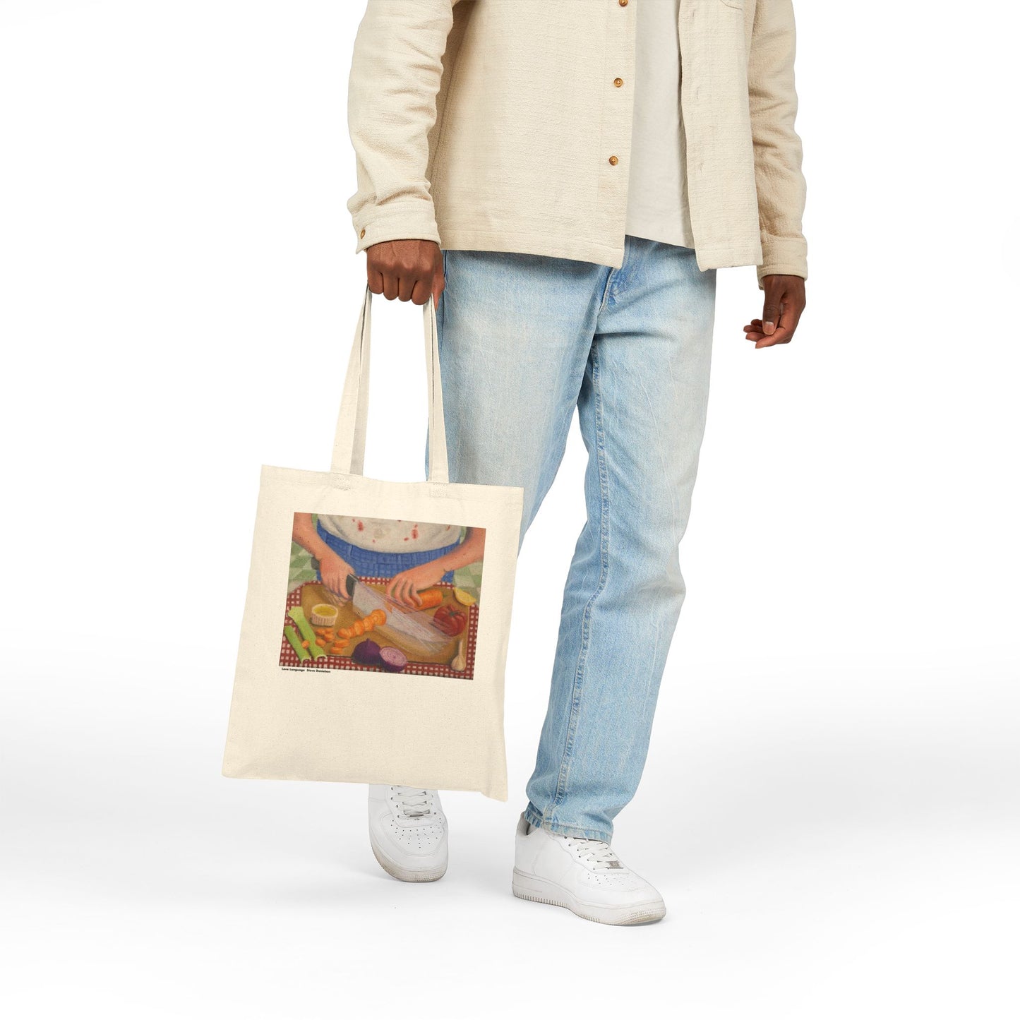 Love Language Tote Bag — Vintage Kitchen Cooking Scene Canvas Tote