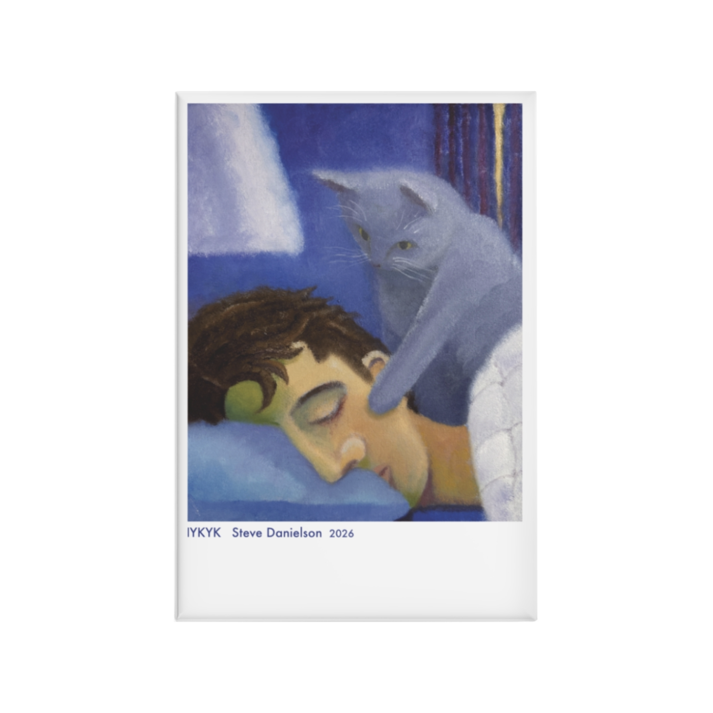 IYKYK Rectangular Art Magnet -- Cat Waking Sleeping Person