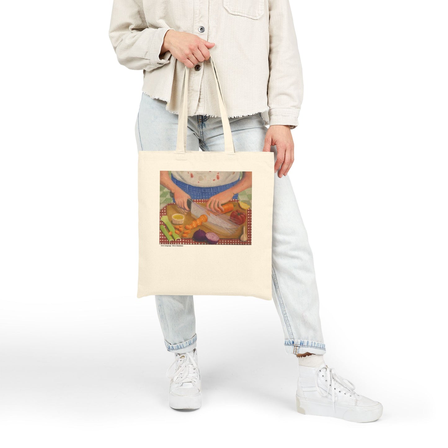 Love Language Tote Bag — Vintage Kitchen Cooking Scene Canvas Tote