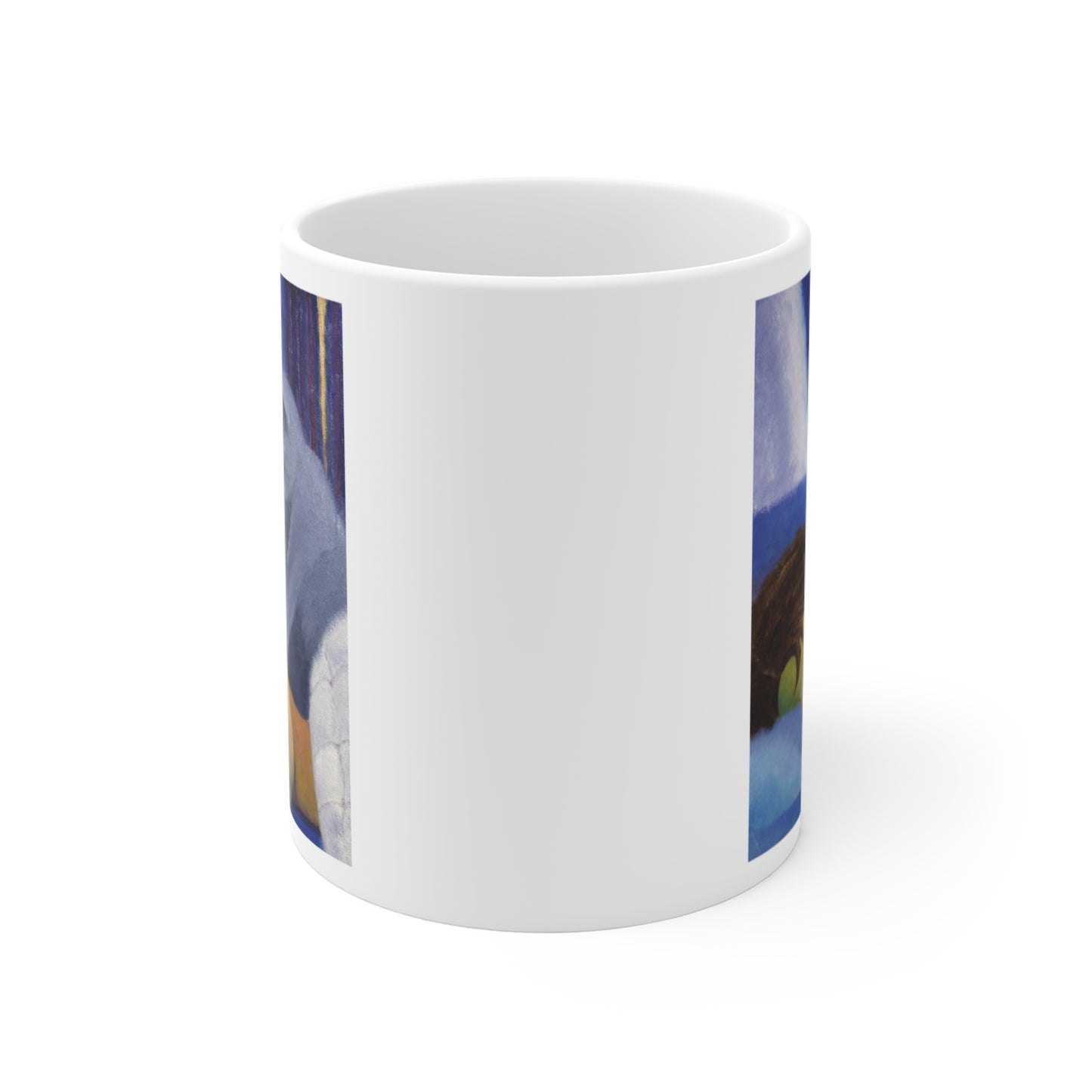 IYKYK Ceramic Mug — Artful 'Wake Me' Cat on Sleeping Person Coffee Cup 11oz